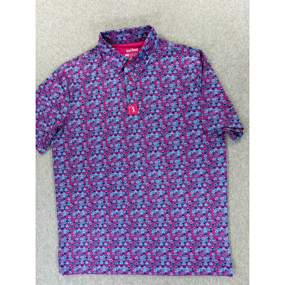 Bogey Bros Geometric Design Performance S/S Golf Polo Shirt (Men's Large) Purple